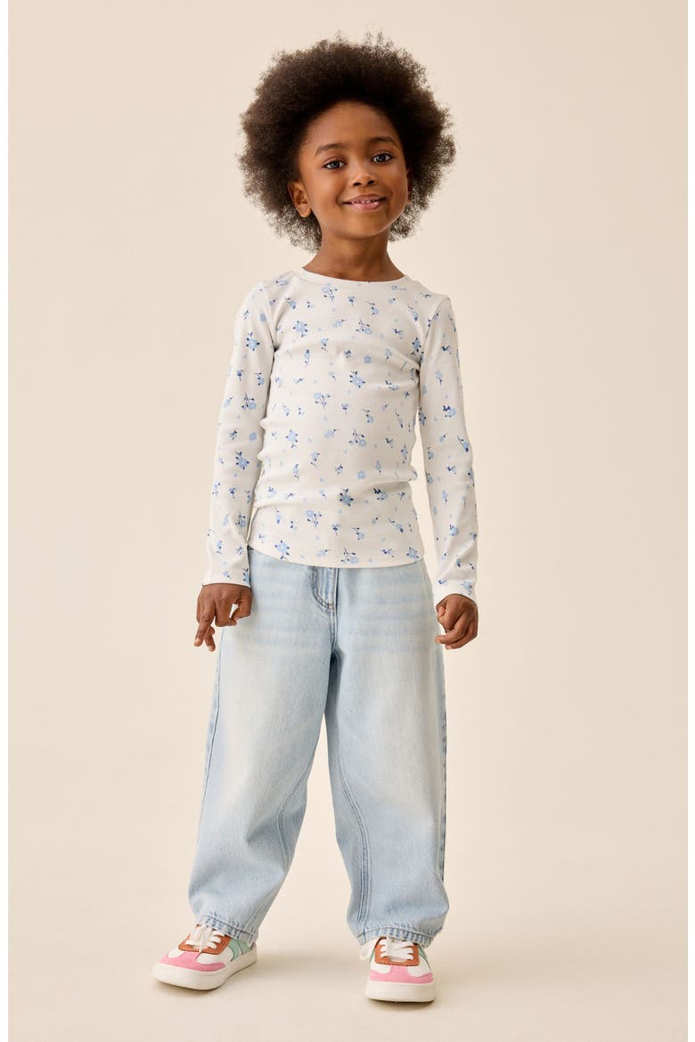 Kids' Floral Ribbed T-Shirt, Alternate, color, WHITE