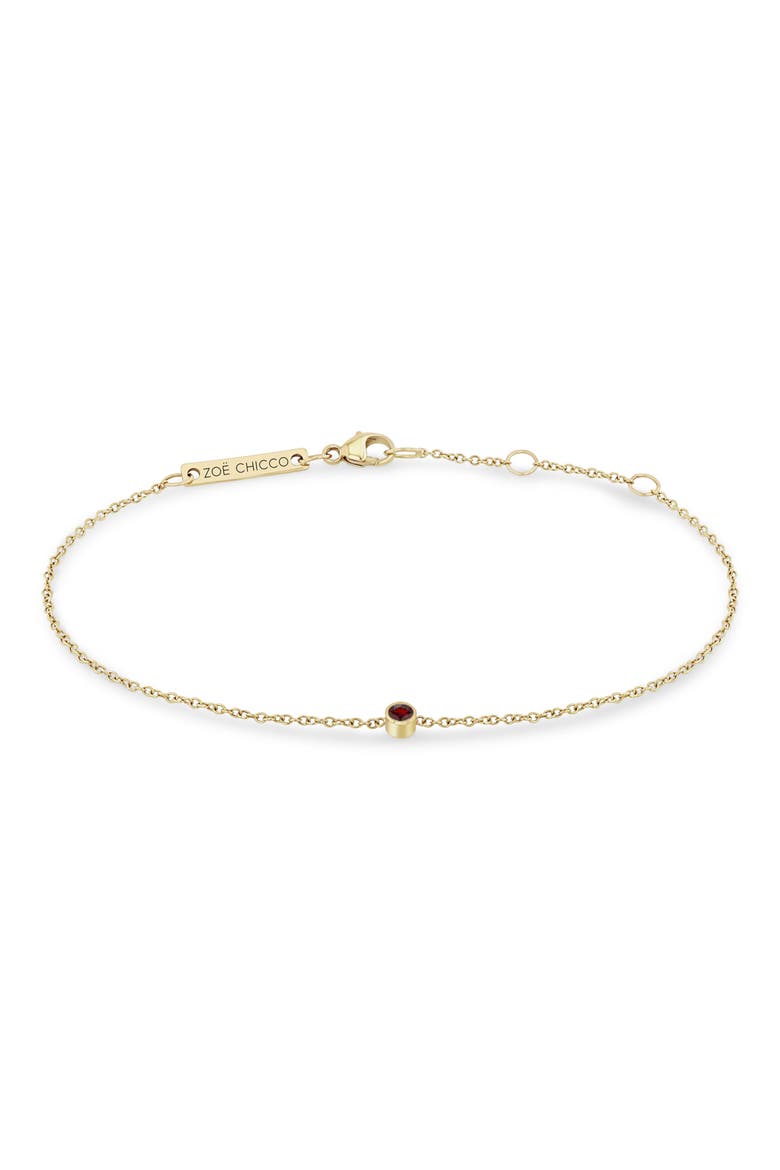 14K Gold Bezel Gemstone Pendant Bracelet, Alternate, color, YELLOW GOLD/ GARNET