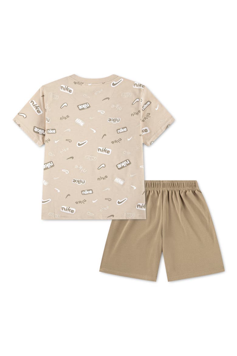 Kids' Logo T-shirt & Shorts, Alternate, color, KHAKI