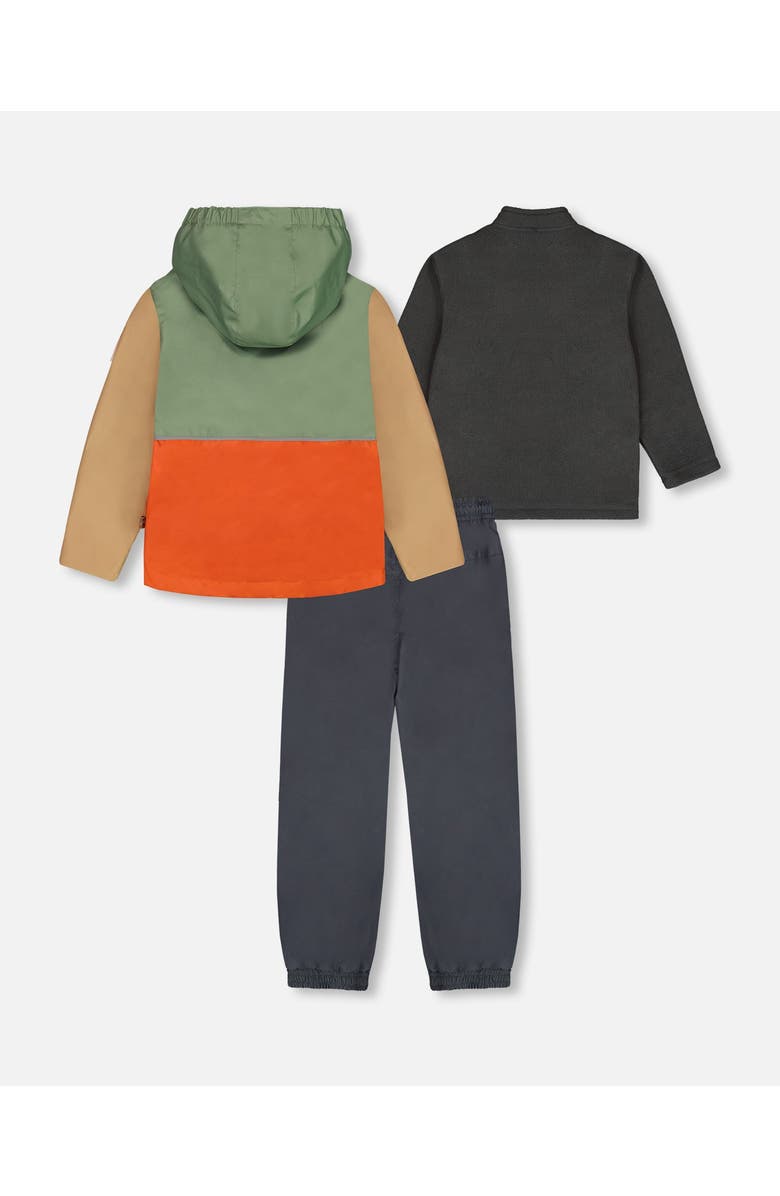 Deux par Deux Baby Boy's 3-In-1 Mid-Season Outerwear Set Gray, Beige, Orange, And Sage, Alternate, color, Gray, Beige, Orange, And Sage