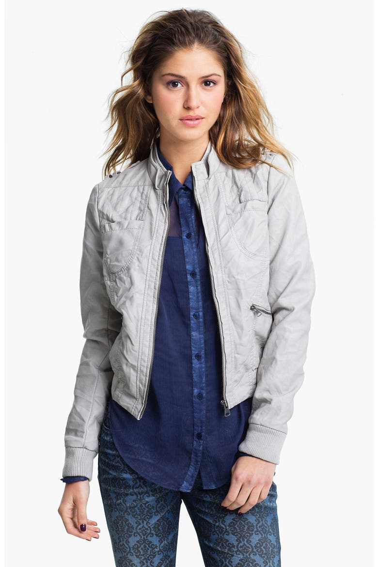 Faux Leather Moto Jacket, Main, color, SEASHELL
