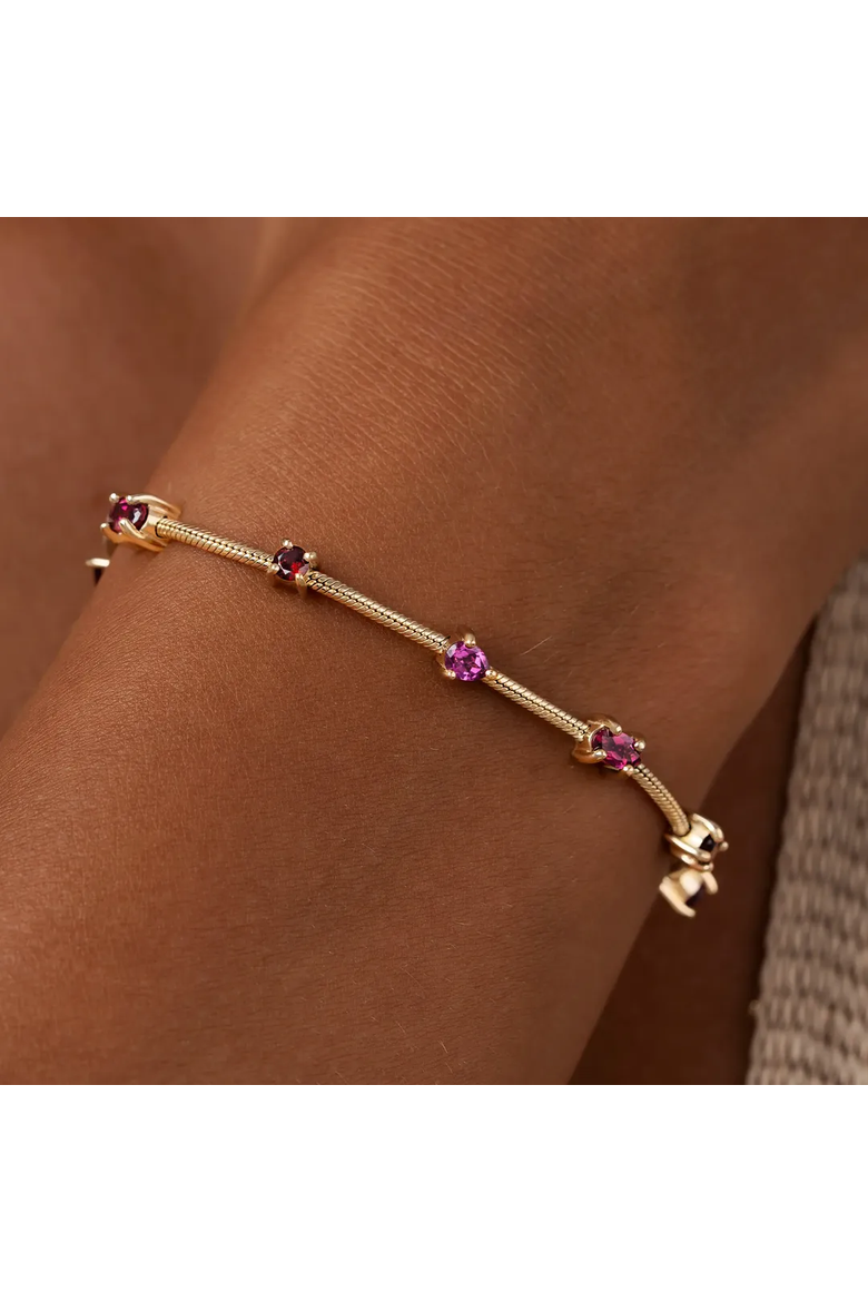Garnet Gold Plated Women's Bolo Bracelet Harmonized Glow, Alternate, color, Gold/Purple