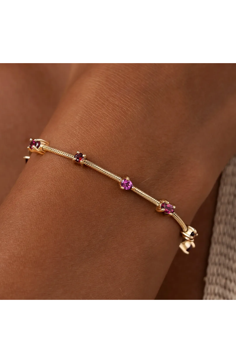 Karma and Luck Harmonized Glow Garnet Bolo Gold Bracelet, Alternate, color, Gold/Purple