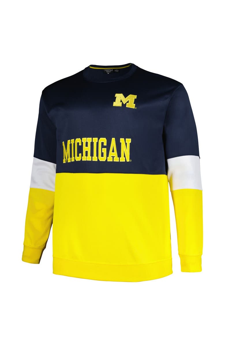 PROFILE Men's Profile  Navy Michigan Wolverines Big & Tall Fleece Pullover Sweatshirt, Alternate, color, Navy
