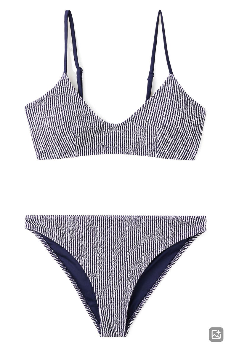 Stripe Texture Two-Piece Swimsuit, Main, color, NAVY