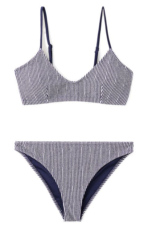 Stripe Texture Two-Piece Swimsuit