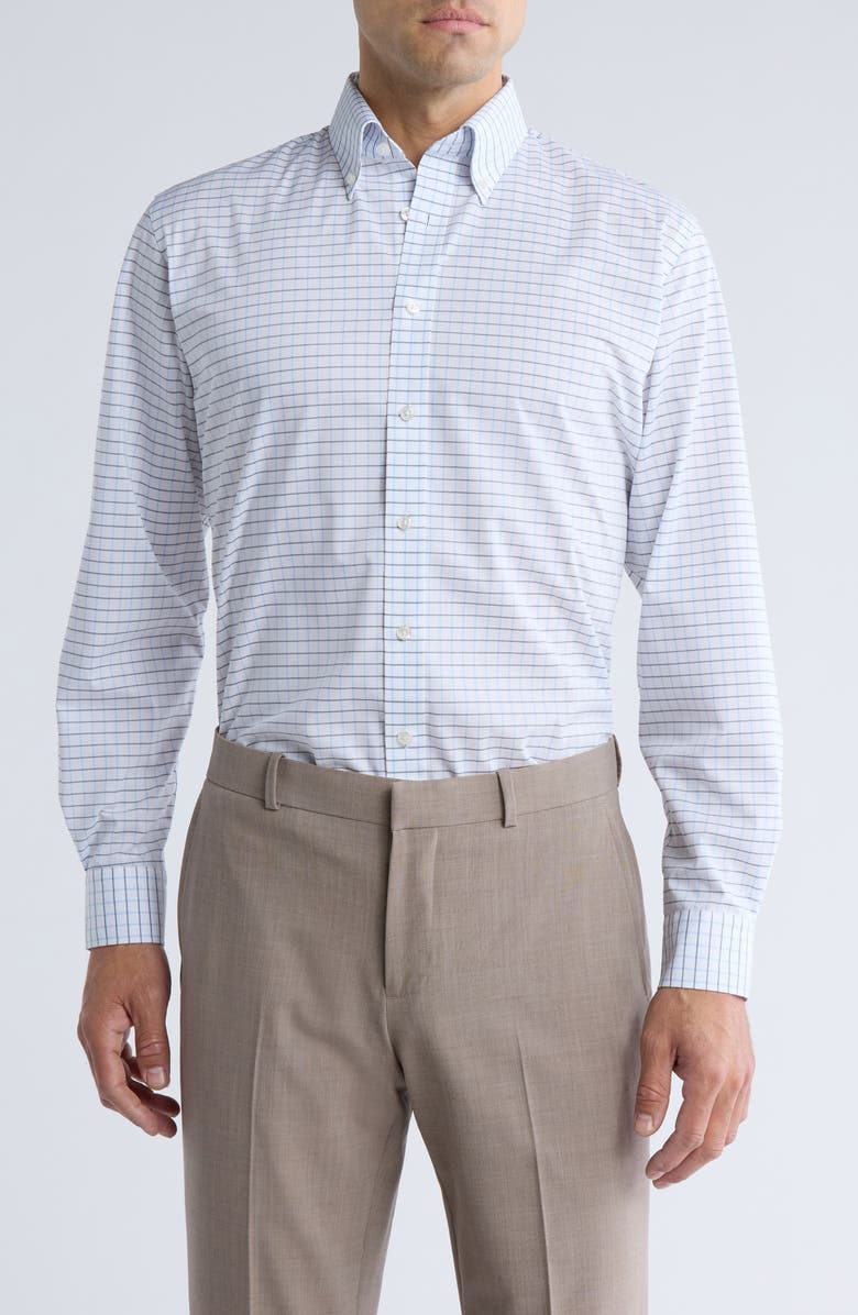 NORDSTROM RACK Lismore Windowpane Dress Shirt, Main, color, Blue Lismore Windowpane