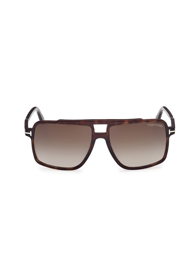 Kemp 59mm Navigator Sunglasses, Main, color, HAVANA ECO / T LOGO / GREEN