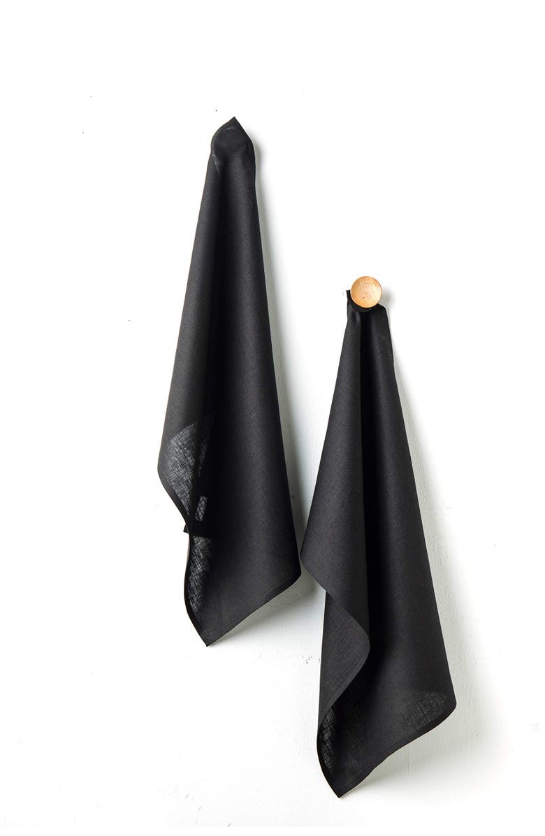 Solino Home Linen Kitchen Towels - Kitchen Linen, Alternate, color, Black