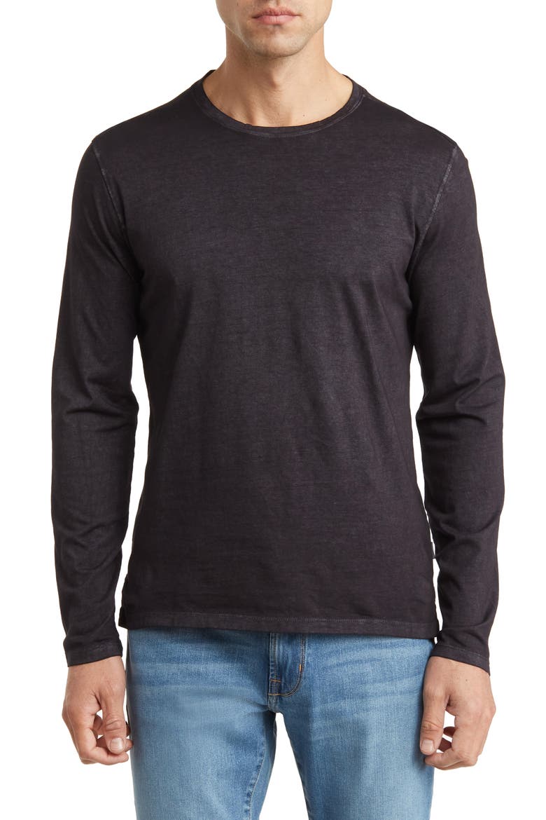 Crewneck Long Sleeve T-Shirt, Main, color, BLACK