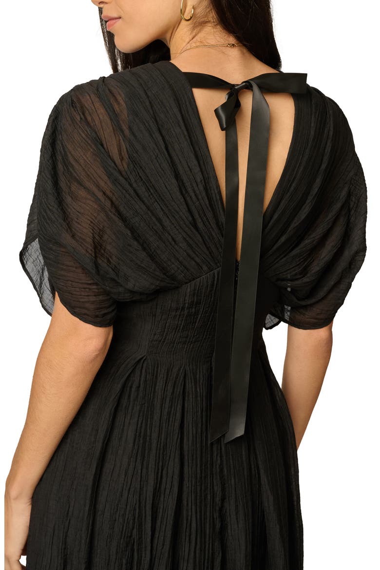 Organdy Crinkle Maxi Dress, Alternate, color, BLACK