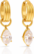 Kellery Cubic Zirconia Marquise Drop Stainless Steel Hoop Earrings