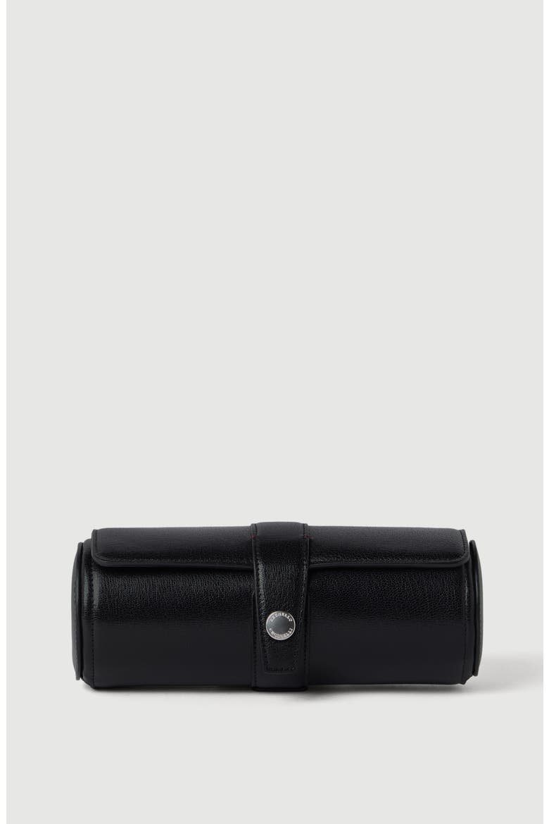 Brushed leather watch box, Main, color, Black