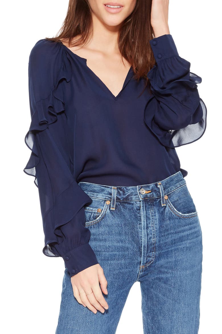 Julian Ruffle Blouse, Alternate, color, AQUARIUS