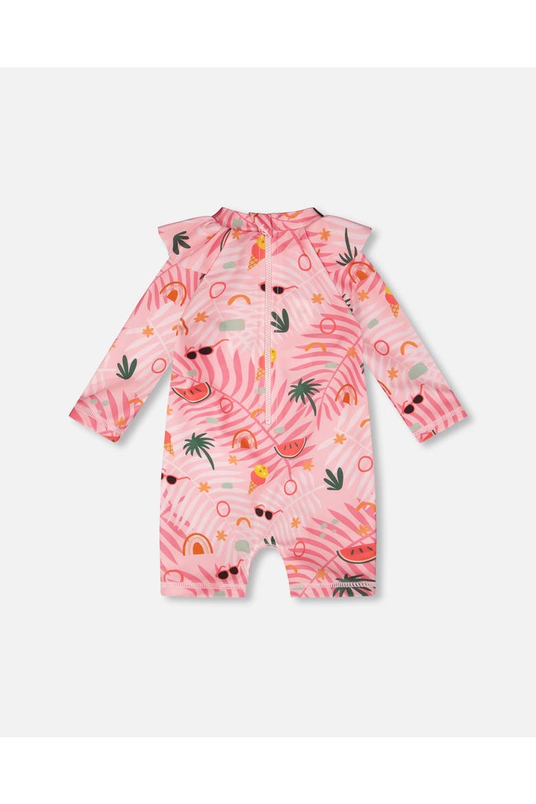 One-Piece Long Sleeve Beach Rashguard, Alternate, color, Beach Print Rose