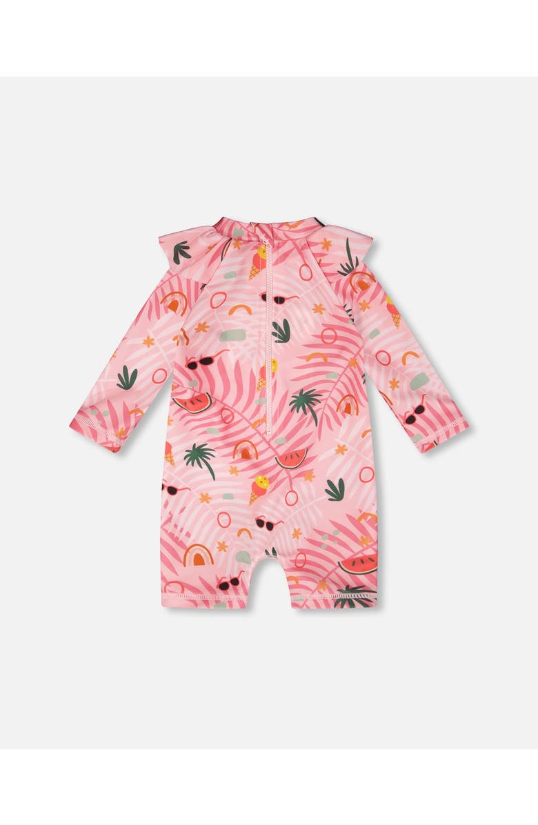 Deux par Deux One-Piece Long Sleeve Beach Print Rashguard, Alternate, color, Beach Print Rose
