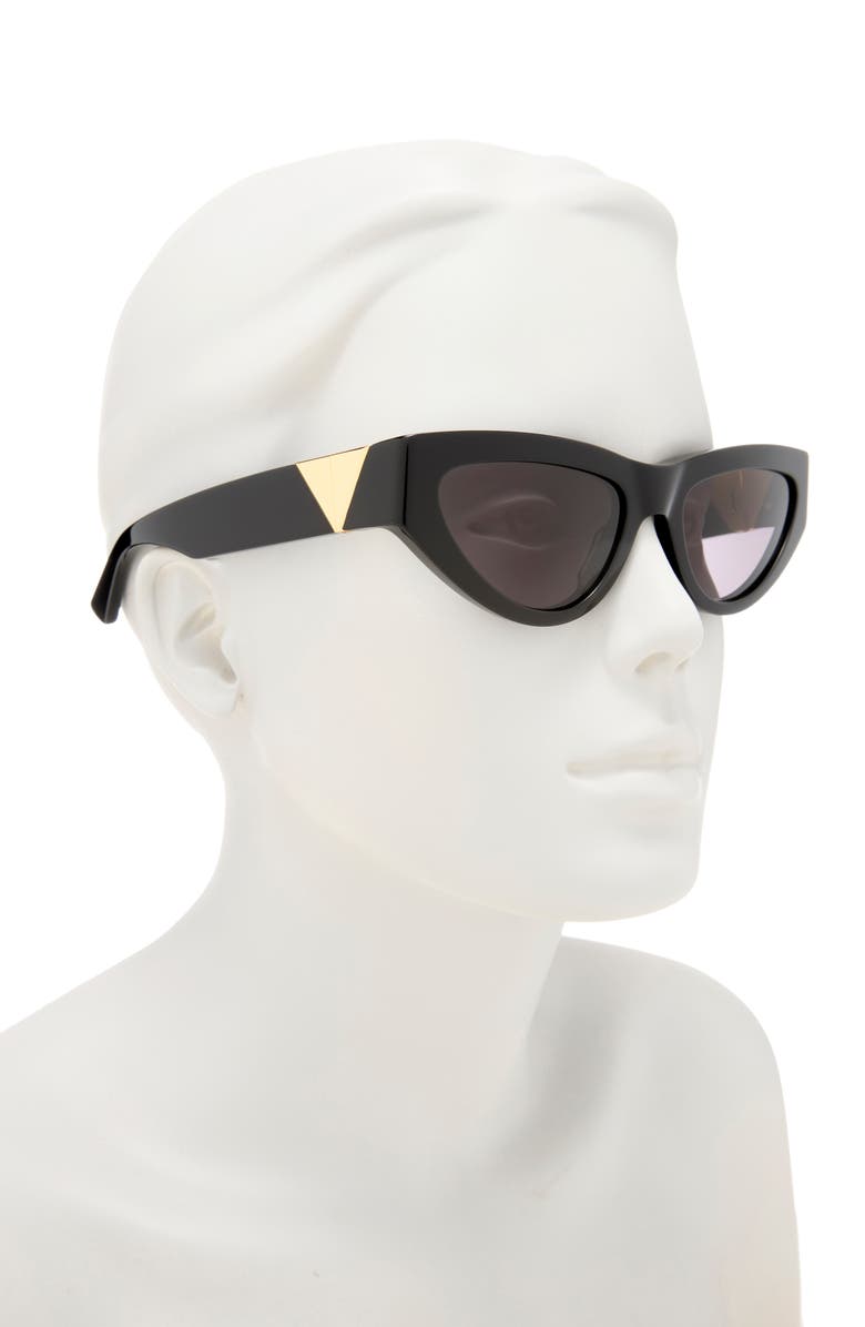 Bottega Veneta 55mm Cat Eye Sunglasses, Alternate, color, Black Black Grey