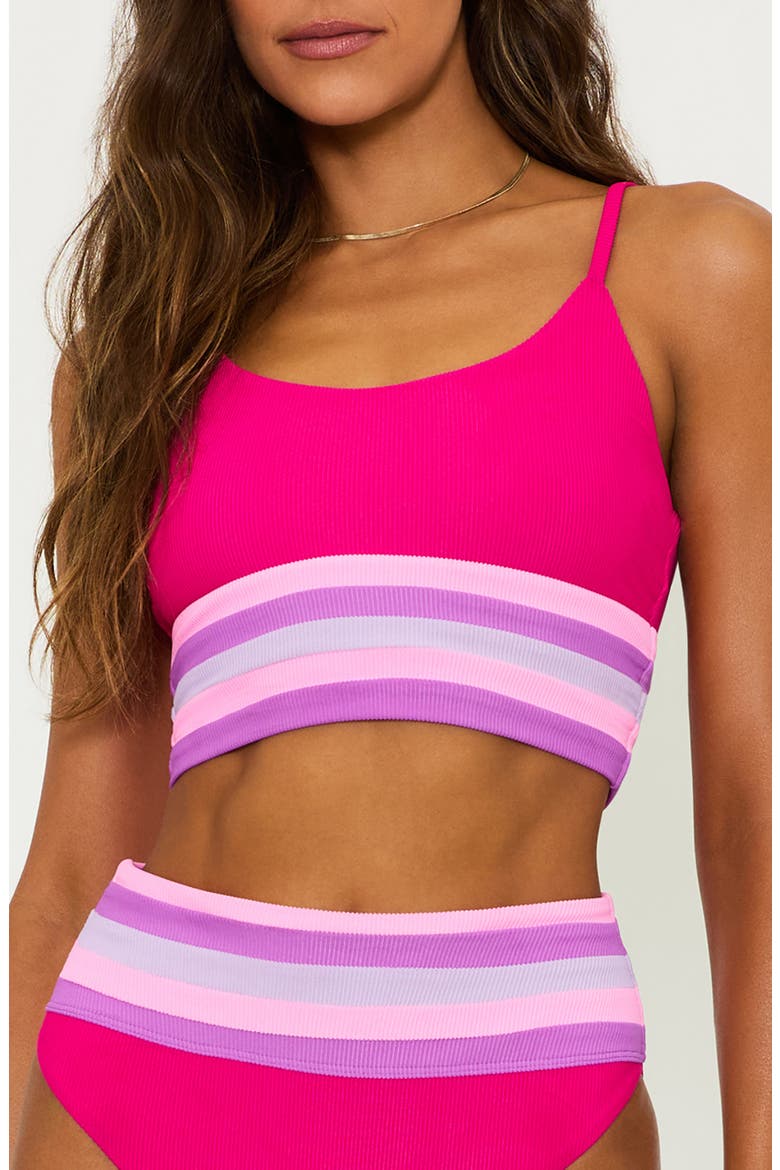 Mae Rib Colorblock Bikini Top, Main, color, RASPBERRY COLORBLOCK
