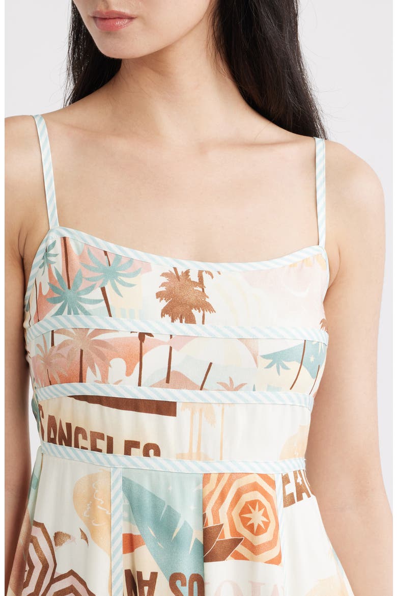 Mixed Print Midi Dress, Alternate, color, NATURAL MULTI