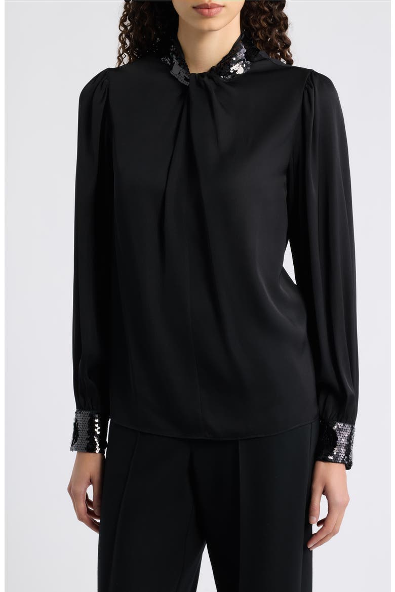 Amira Silk Stretch Top, Main, color, NOIR