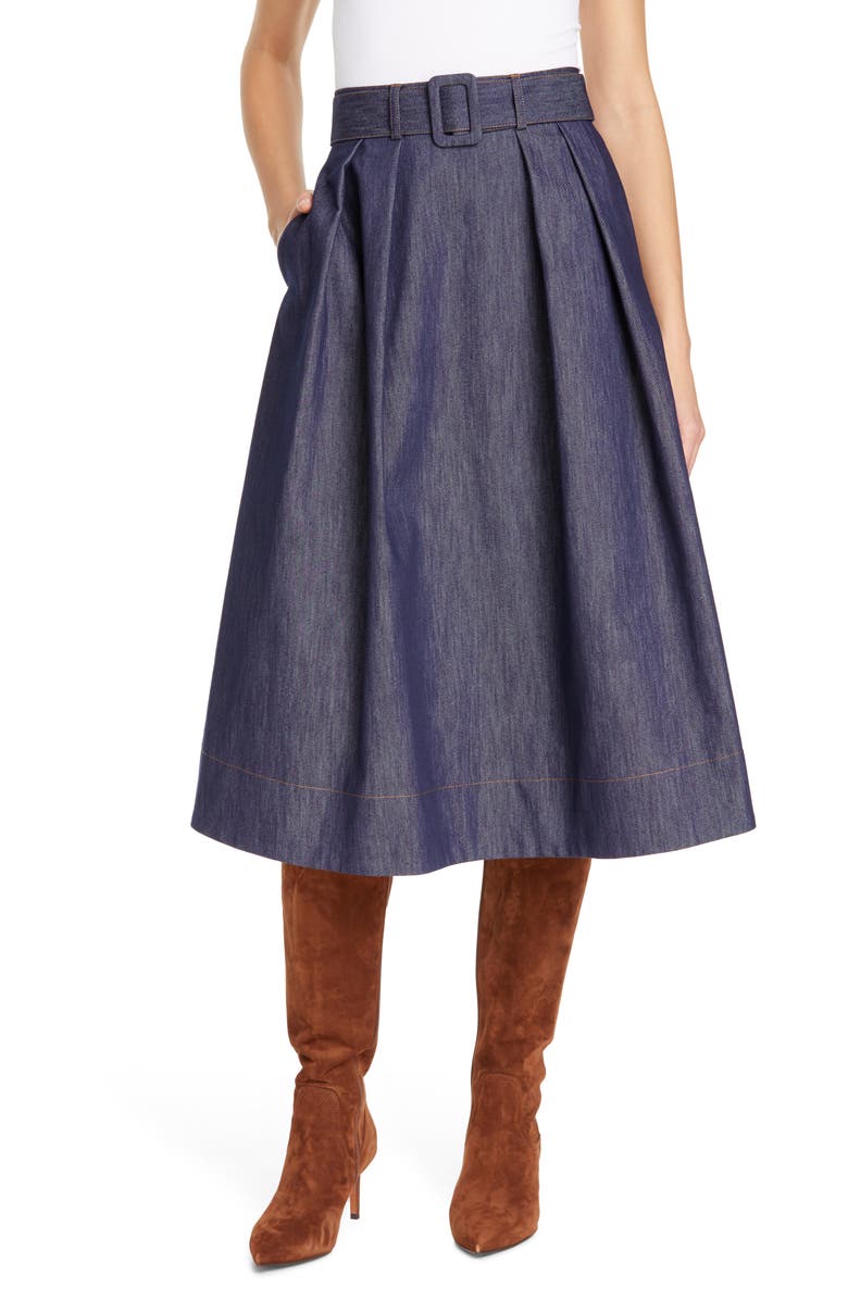 Tommy x Zendaya Belted Denim Skirt, Main, color, 