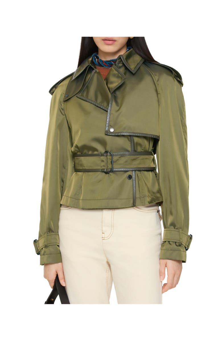 Burberry Short Nylon Blend Trench Coat, Alternate, color, Tent Green