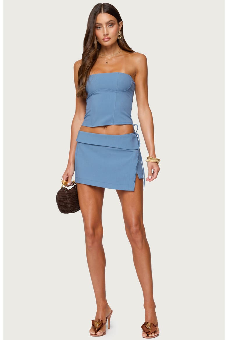 Selena Lace-Up Strapless Corset Top, Alternate, color, BLUE