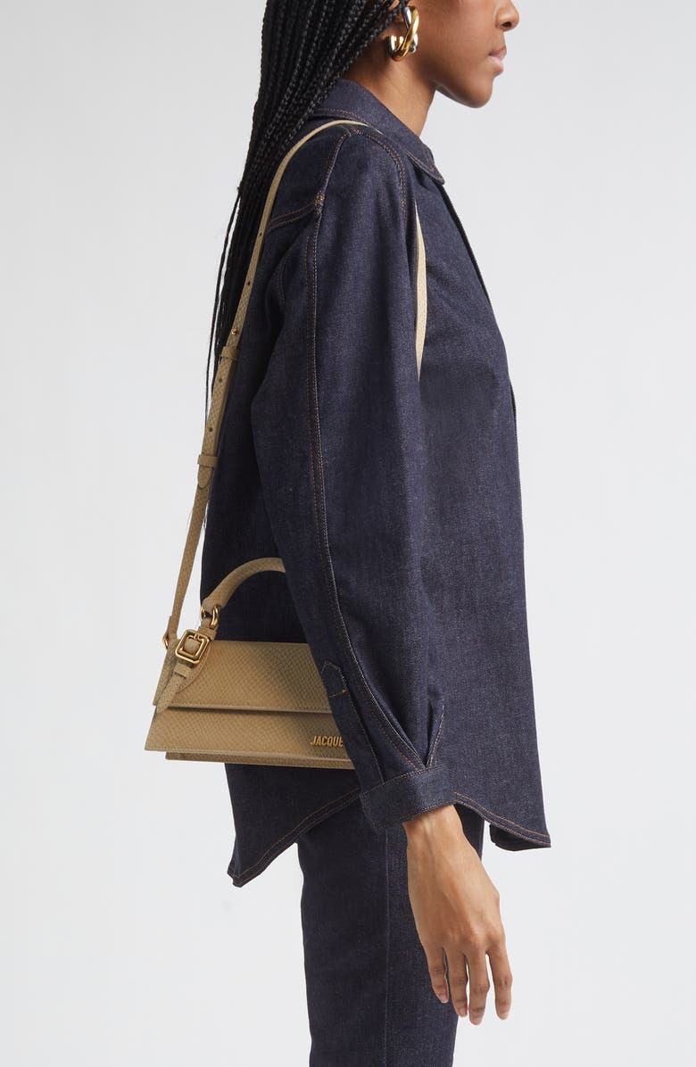 Jacquemus The Long Chiquito Embossed Leather Top Handle Bag, Alternate, color, Light Beige 130