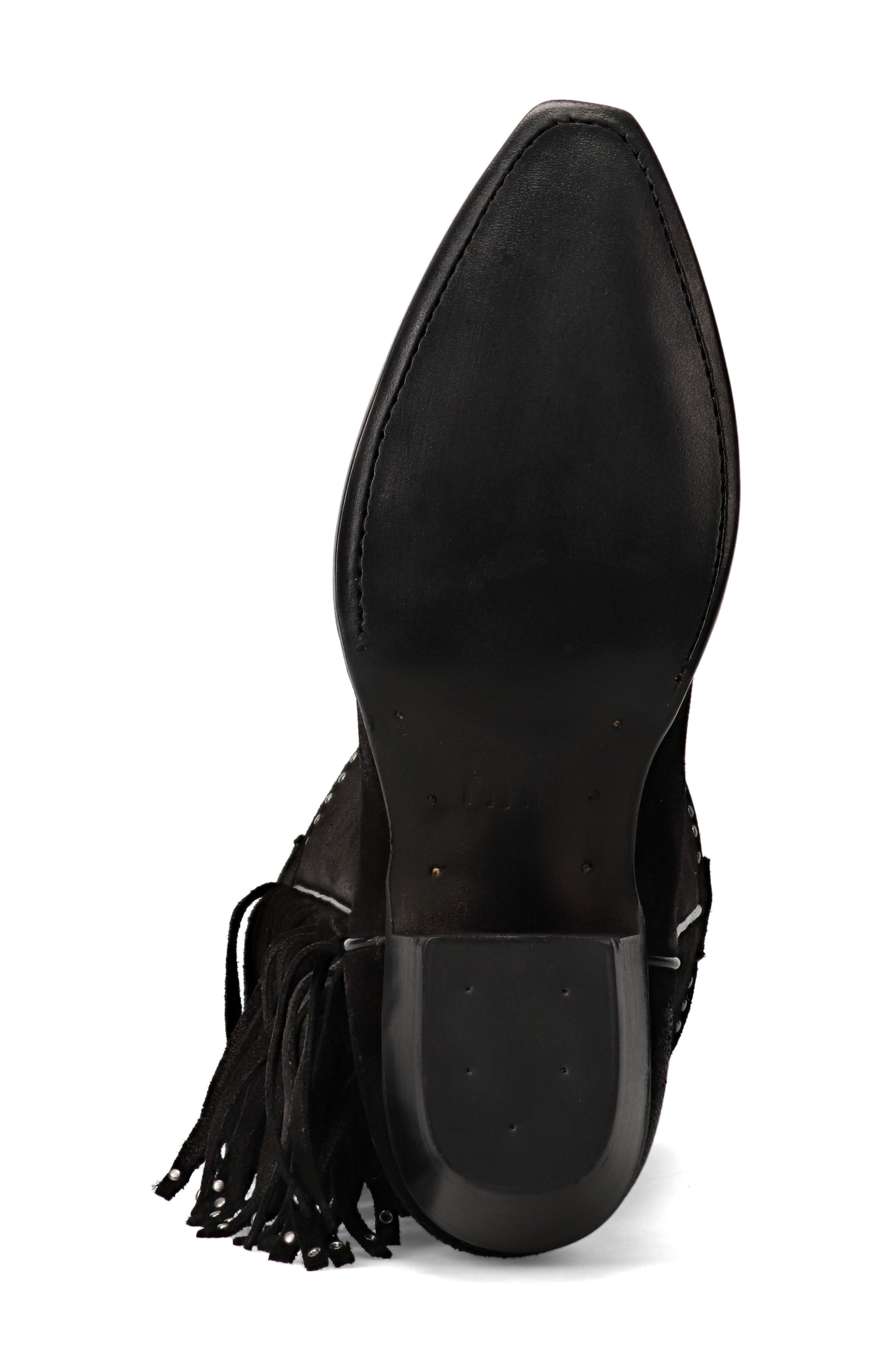 Frye Sacha Fringe Knee High Boot, Alternate, color, Black