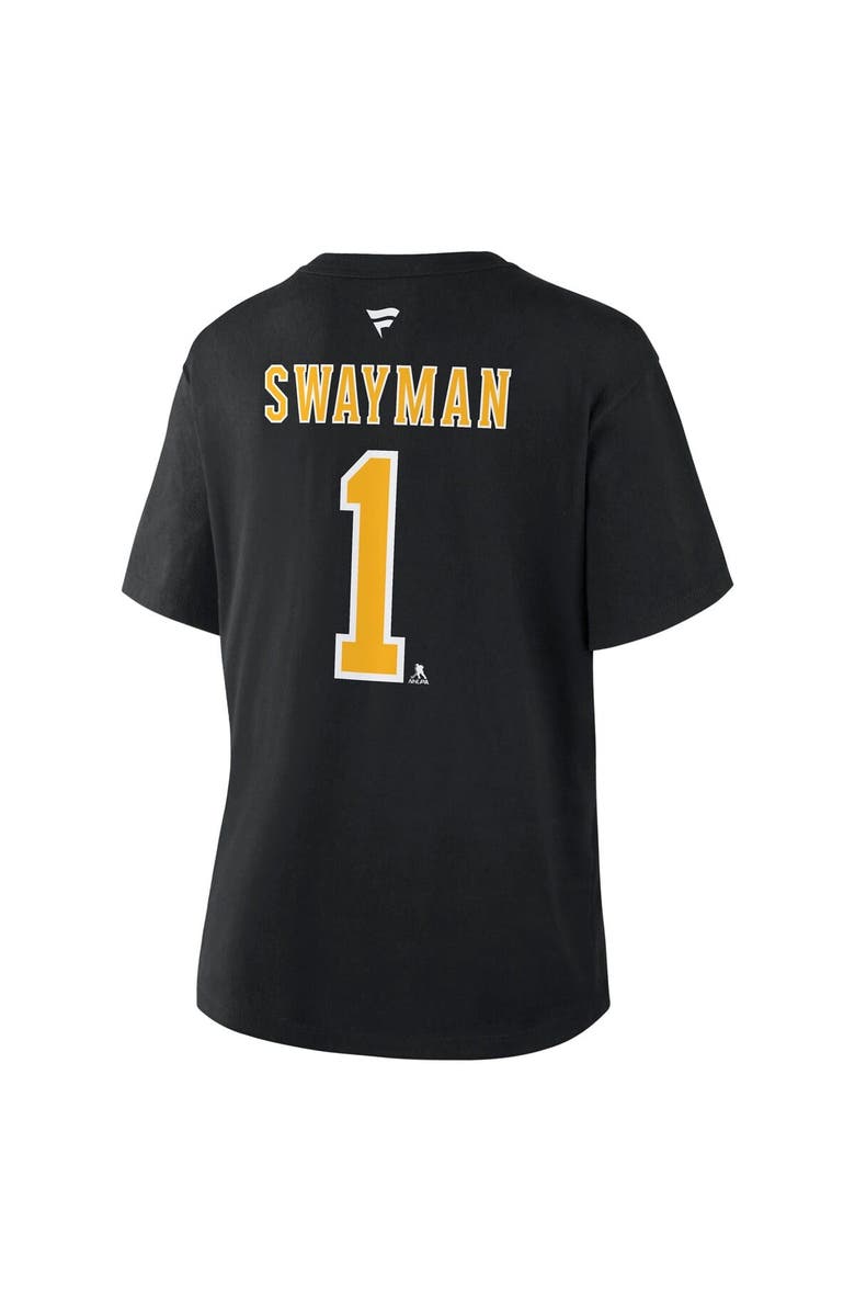 FANATICS Women's Fanatics Jeremy Swayman Black Boston Bruins Authentic Stack Name & Number T-Shirt, Alternate, color, Black