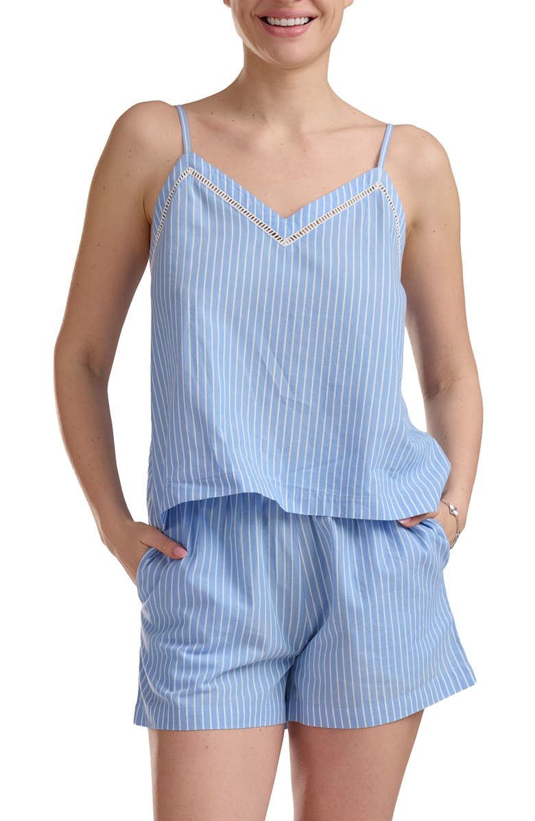 Splendid Stripe Cotton Poplin Pajamas, Main, color, Hydrangea