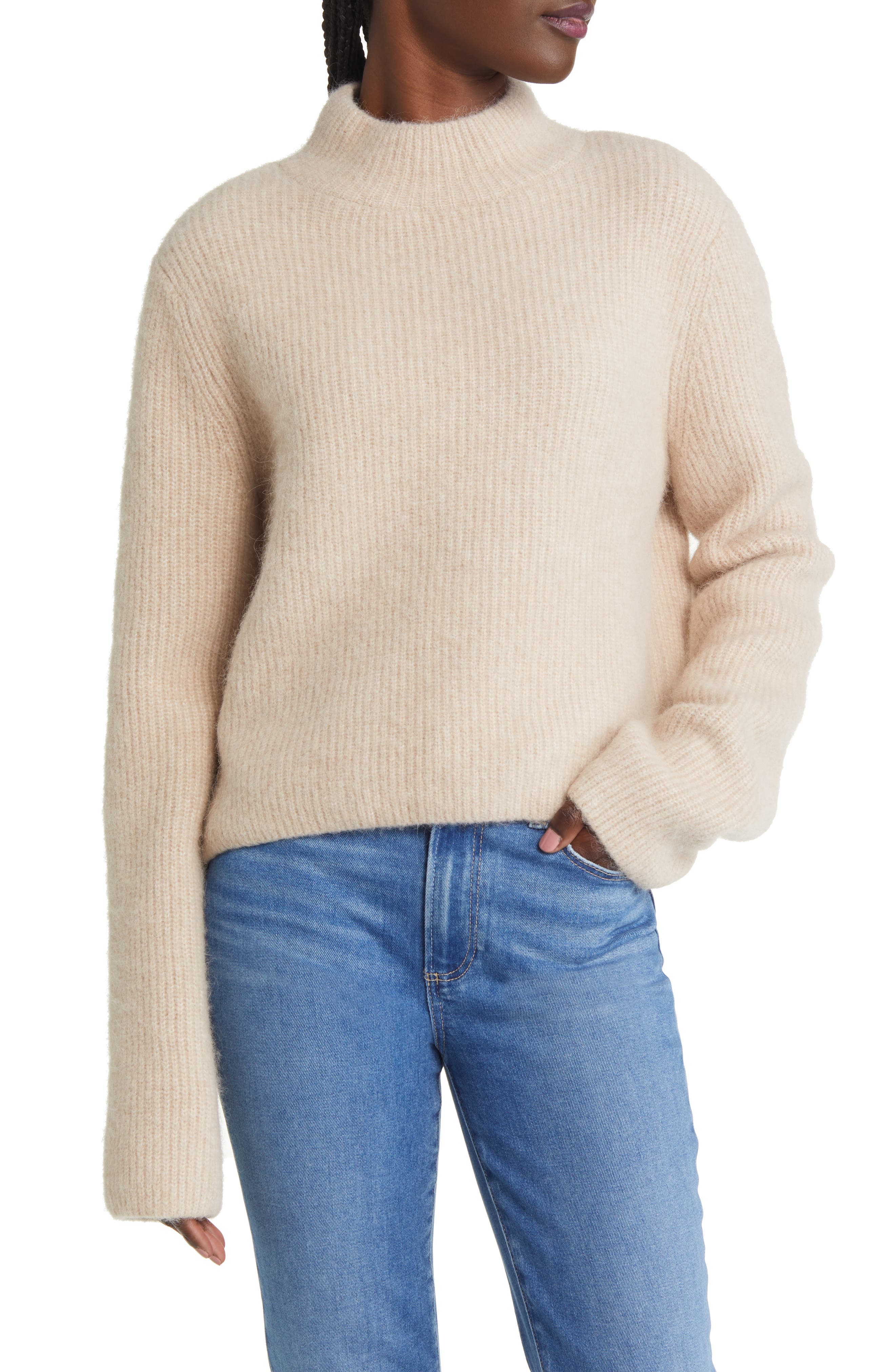 & Other Stories Boxy Mock Neck Rib Sweater