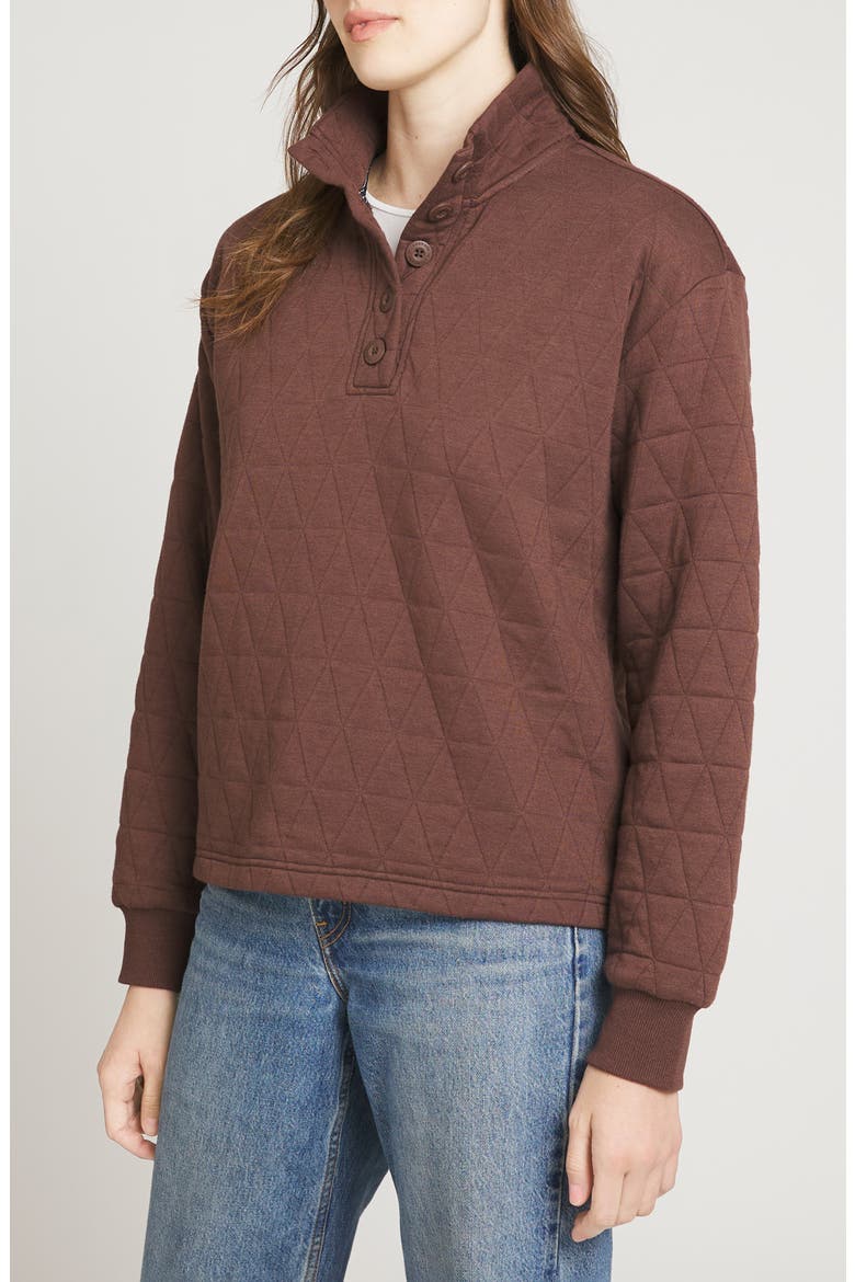 Quilted Pullover Sweatshirt, Alternate, color, SHAVED CHOCOLATE