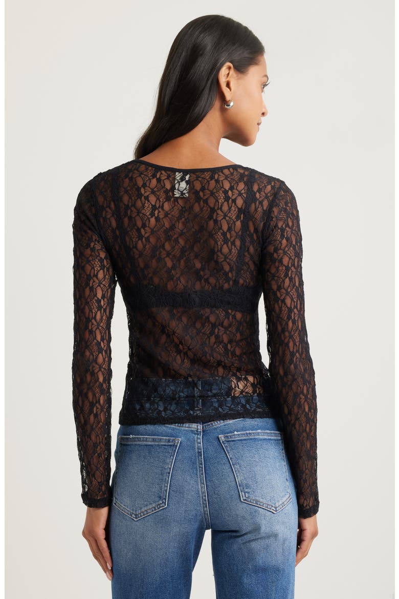 Sheer Lace Top, Alternate, color, BLACK