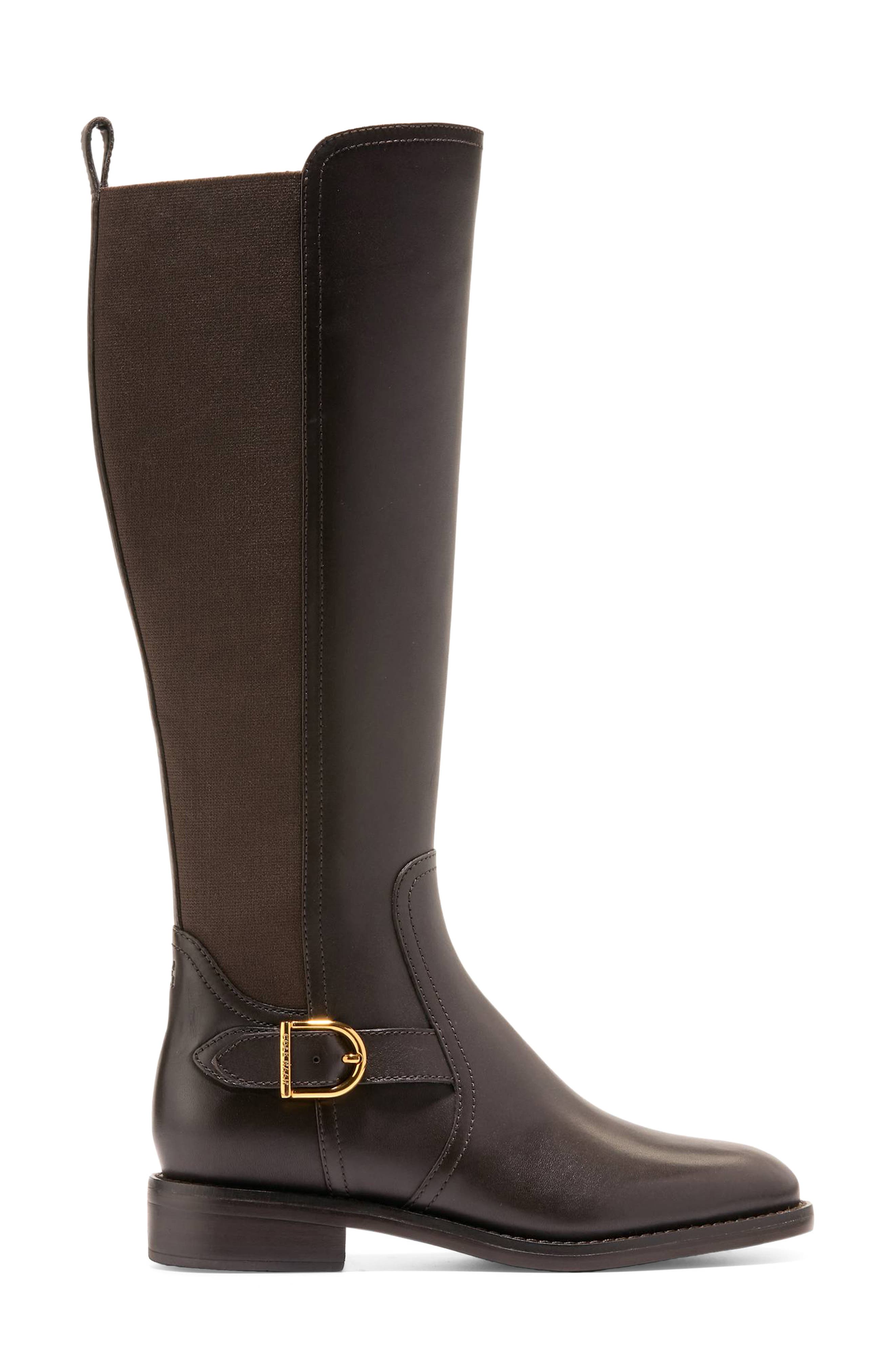 Prue Riding Boot, Alternate, color, DARK CHOCOLATE / STRETCH