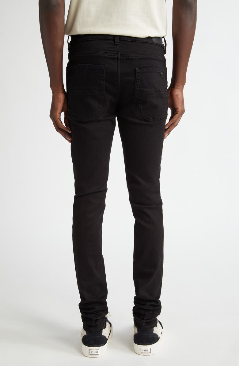 AMIRI MX1 Leather Patch Ripped Skinny Jeans, Alternate, color, Black Od
