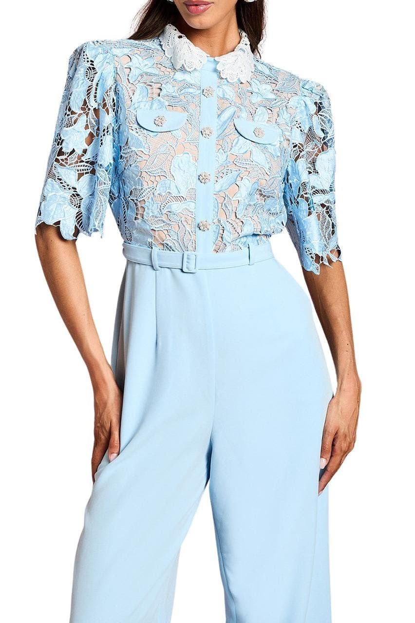 Collared Lace Short Sleeve Jumpsuit (Women) | Nordstrom