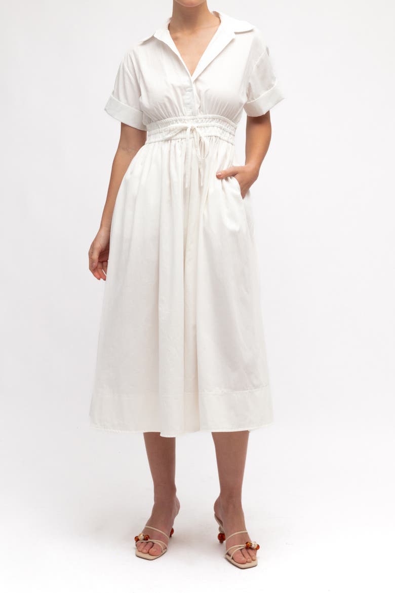 frame white shirt dress Cotton-poplin mini shirt dress - white