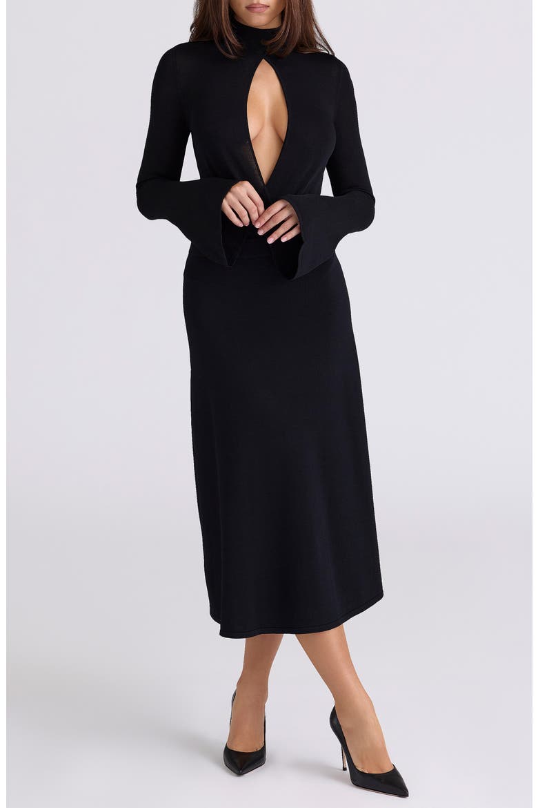Lois Long Sleeve Sweater Bodysuit, Main, color, BLACK