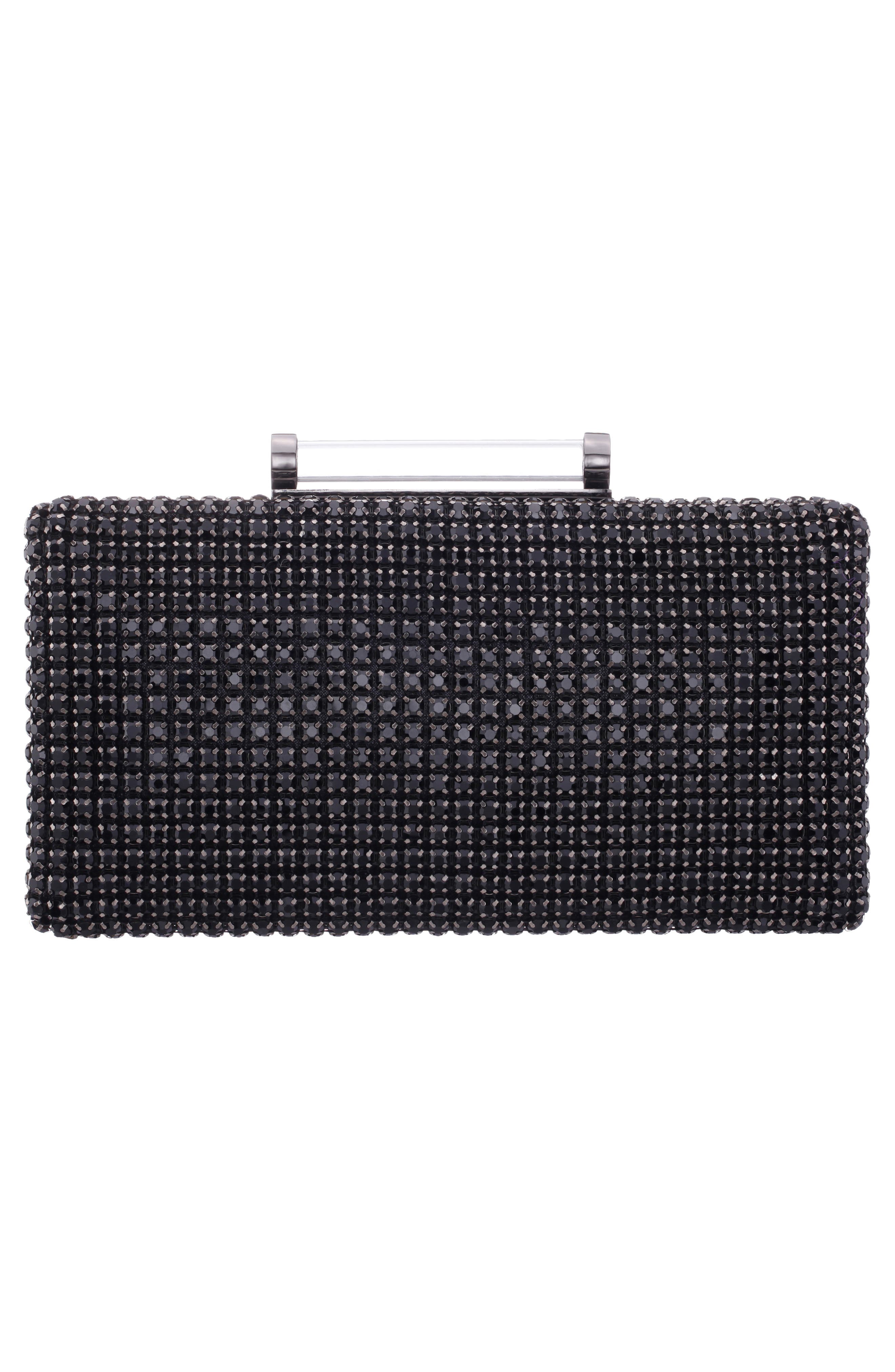 Nina Gracious Crystal Clutch, Alternate, color, Black