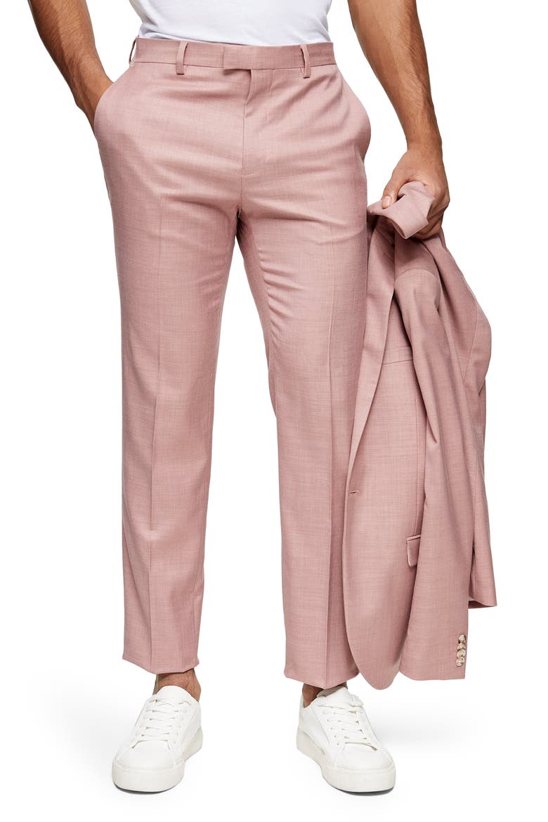 Dax Slim Fit Flat Front Ankle Trousers, Main, color, PINK