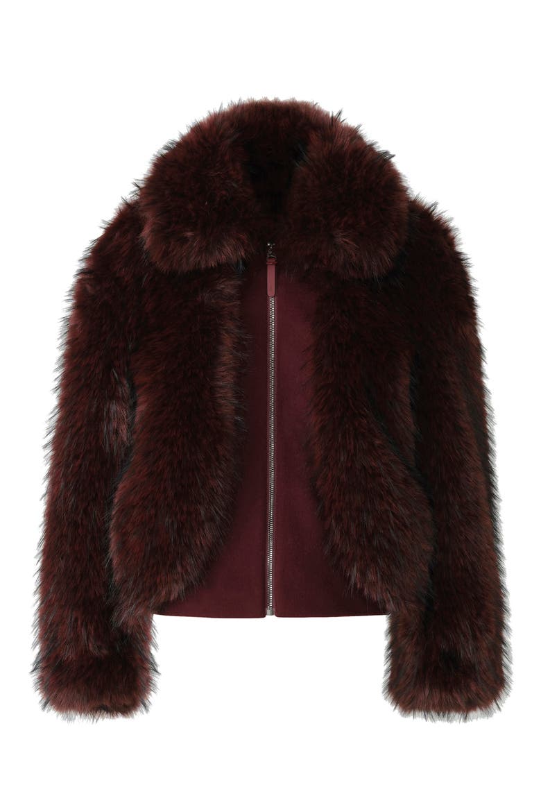 Nanny Faux Fur & Wool Jacket, Alternate, color, BLACK-GARNET