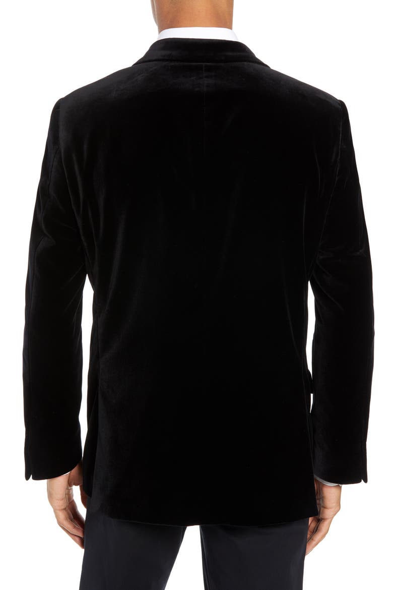 Classic Fit Stretch Cotton Velvet Dinner Jacket, Alternate, color, BLACK