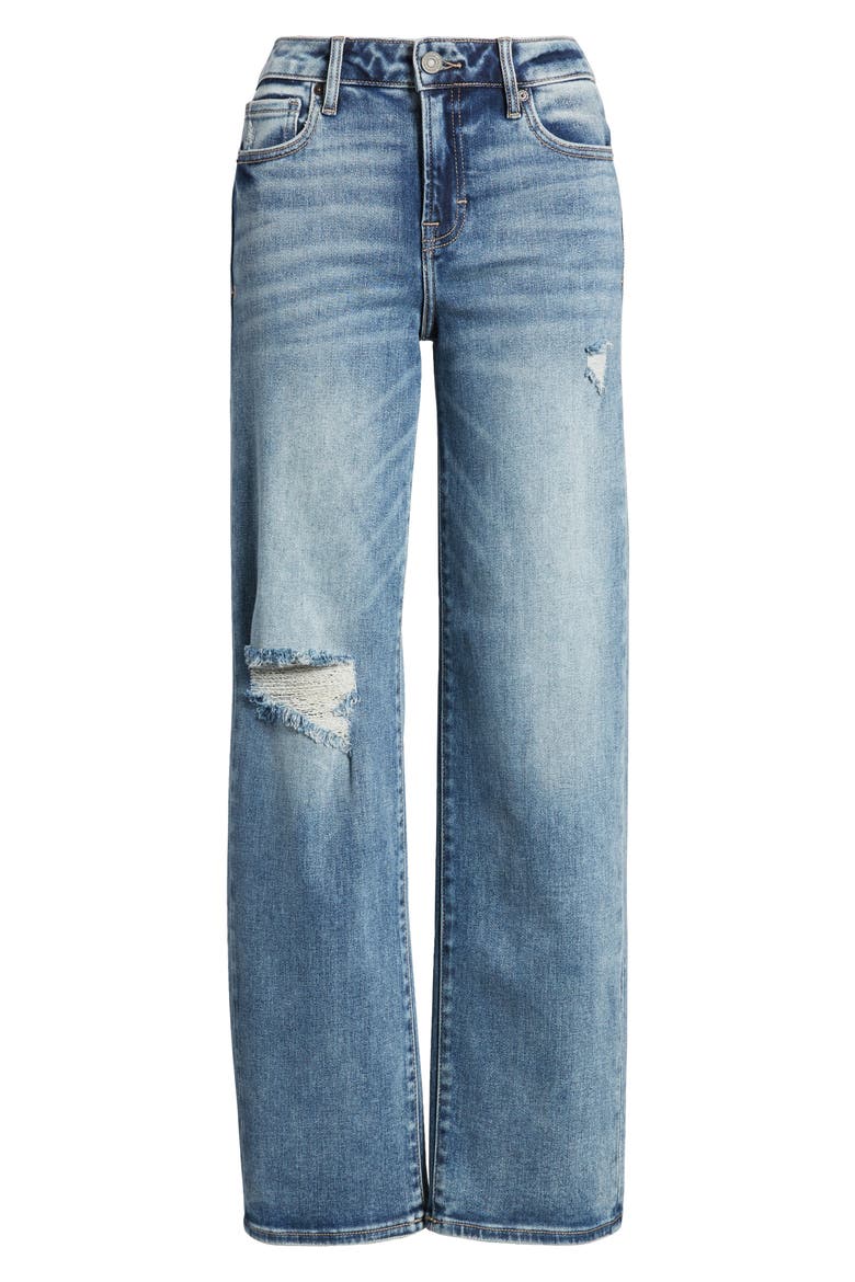 Ripped Straight Leg Jeans, Alternate, color, DARK WASH