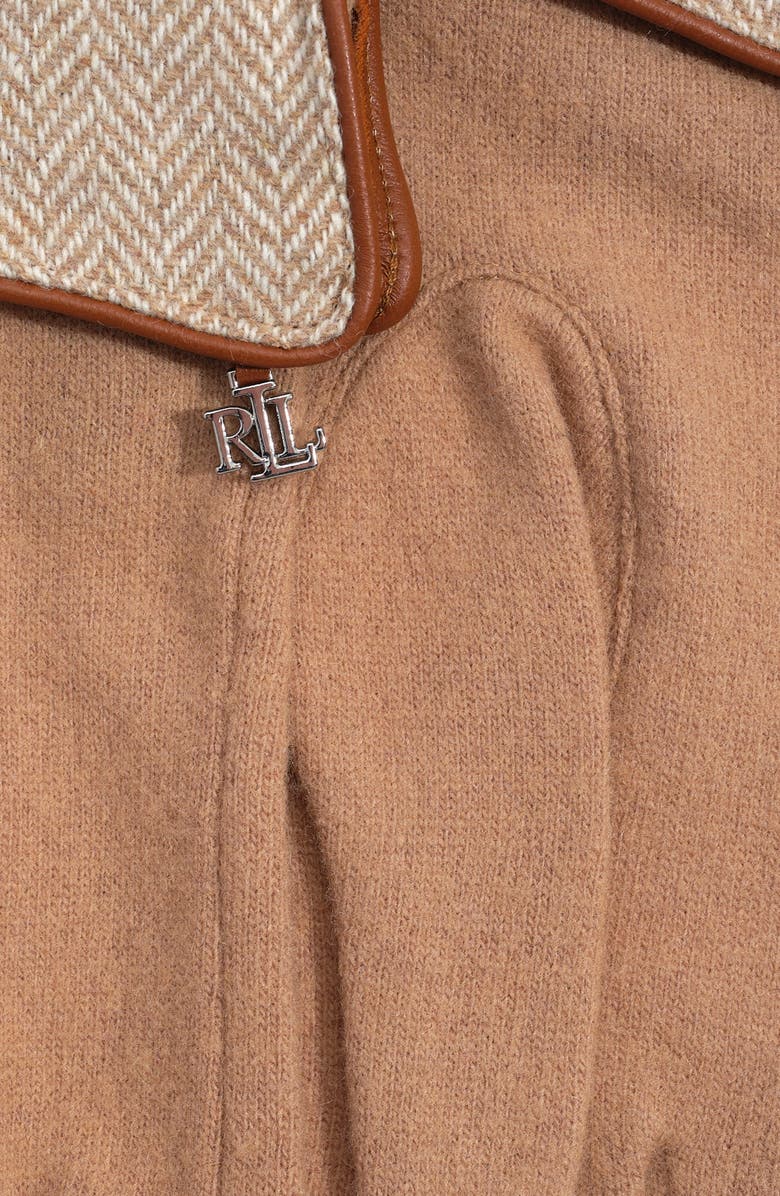 Lauren Ralph Lauren Pattern Cuff Glove With Logo Charm, Alternate, color, Classic Camel
