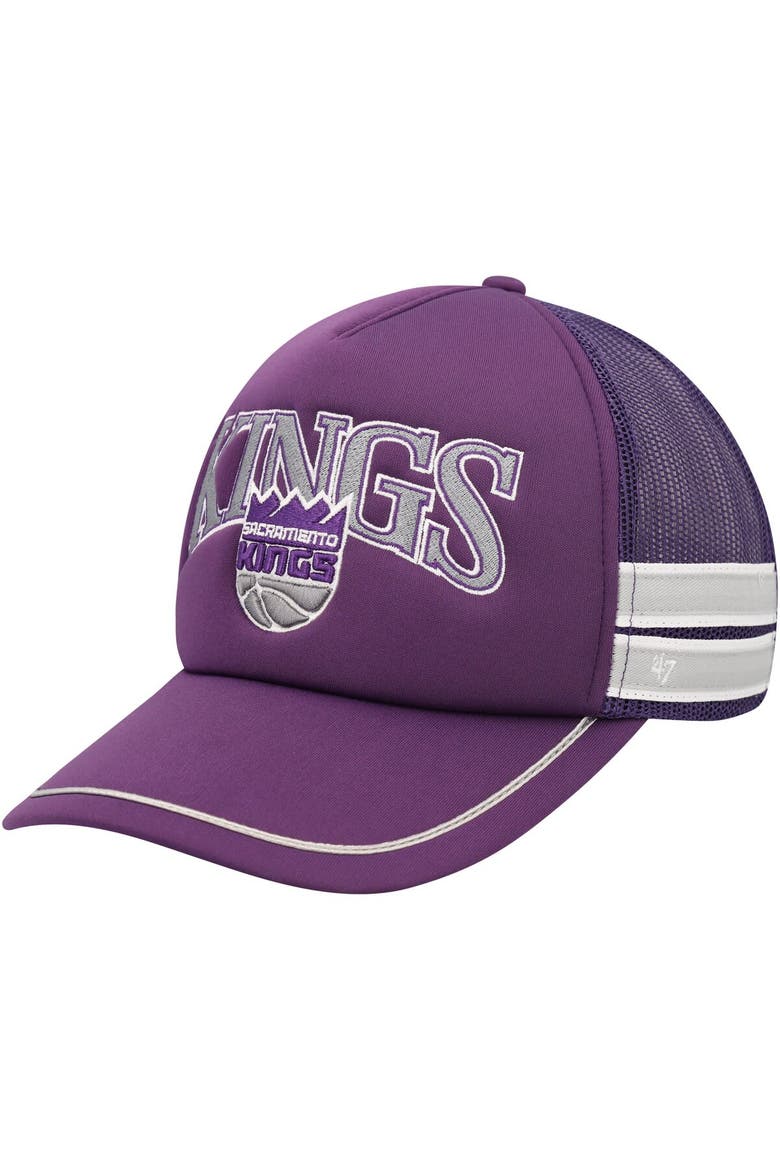 Men's '47 Purple Sacramento Kings Sidebrand Stripes Trucker Adjustable Hat, Main, color, Purple