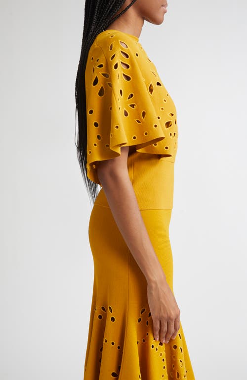 Ulla Johnson Josie Eyelet Detail Cape Sleeve Knit Top In Yellow