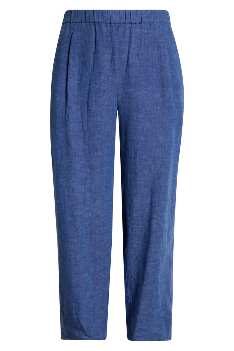 Pleated Organic Linen Lantern Pants, Alternate, color, DEEP DIVE
