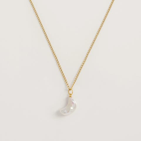 Moon Pearl Necklace Gold Plated
