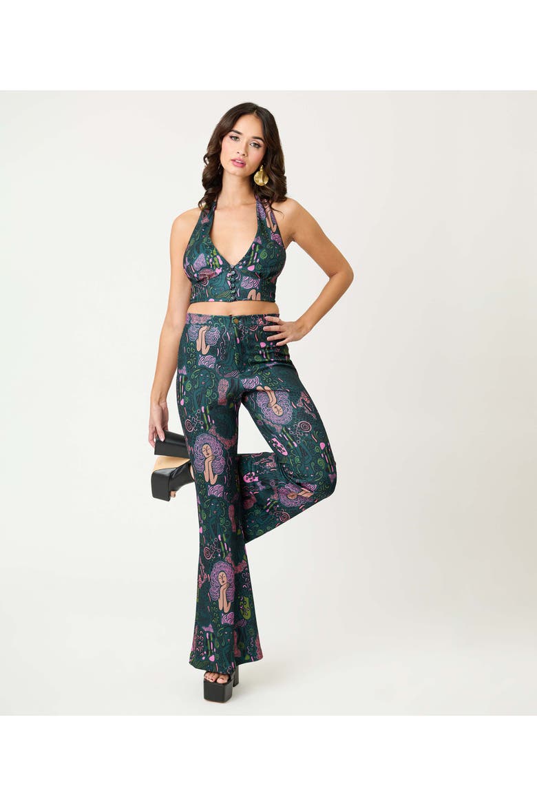 1970's Find Your Flare Pants, Alternate, color, Green Mannequin Print